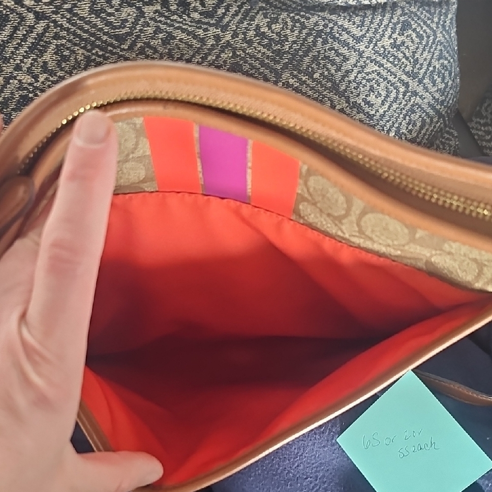 Sold!!!! Coach Tan Bag with Red and Purple Interior - Picture 2 of 11